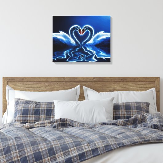 Swans in Liebe gepackte Canvas Leinwanddruck (Insitu (Schlafzimmer))