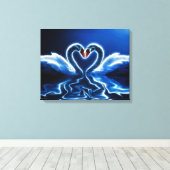 Swans in Liebe gepackte Canvas Leinwanddruck (Insitu (Holzboden))