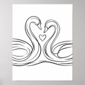 Swans in Liebe Line Art Poster Irish Wildlife (Vorne)