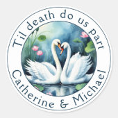 Swans in Liebe Lotus Runder Aufkleber (Vorderseite)