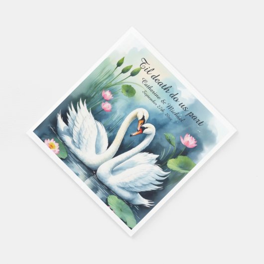 Swans in Liebe Lotus Serviette (Ecke)