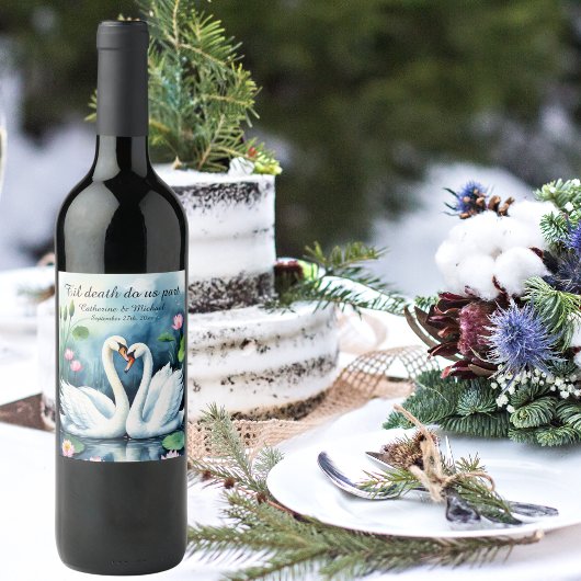 Swans in Liebe Lotus Weinetikett