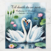 Swans in Liebe Lotus Weinetikett (Einzelnes Label)