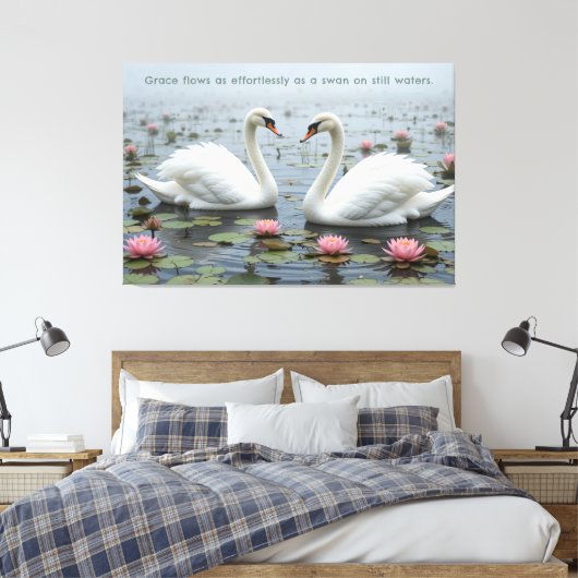 Swans in Morning Mist Nature Lover Leinwanddruck (Insitu (Schlafzimmer))