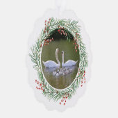 Swans in Pine & Holly Wreath Paper Ornament Card Karte (Rechts)
