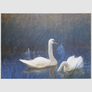 Swans in Reeds, Bruno Liljefors Seidenpapier