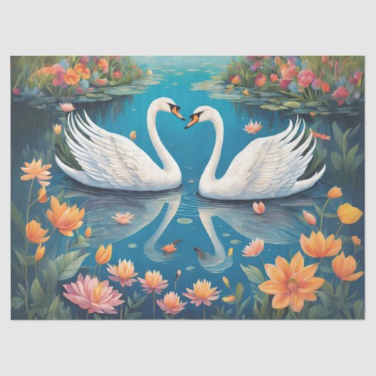 Swans-Liebe am See Seidenpapier (Vorderseite)