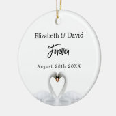 Swans Liebe White Names Hochzeit Keramik Ornament (Links)