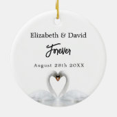 Swans Liebe White Names Hochzeit Keramik Ornament (Hinten)