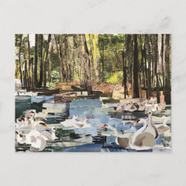 "Swans On River" Cut Paper von Willowcatdesigns Postkarte