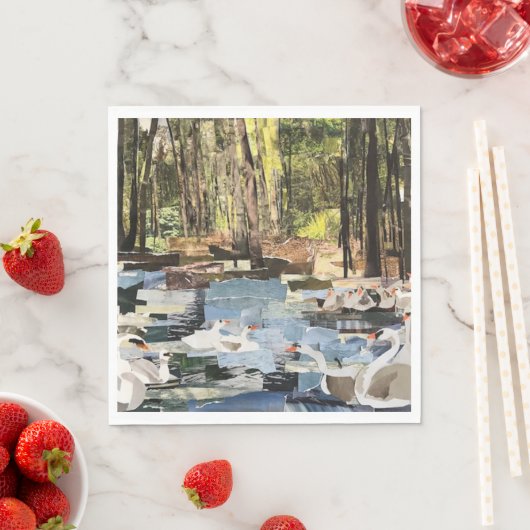 "Swans On River" Cut Paper von Willowcatdesigns Serviette (Beispiel)