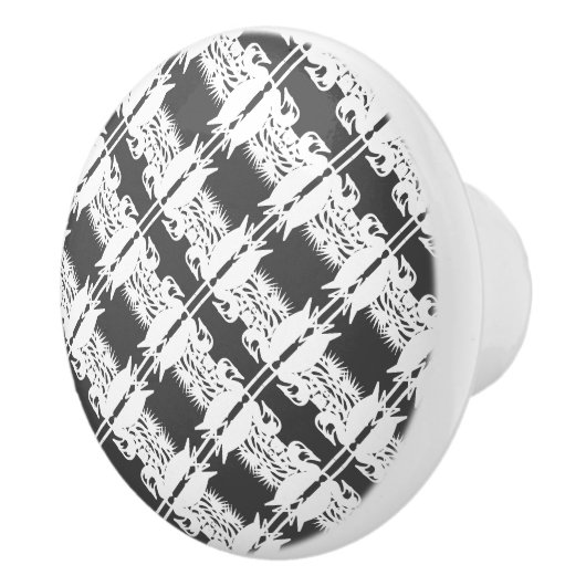 Swans Pattern Greytone Keramik Knob Keramikknauf (Rechts)