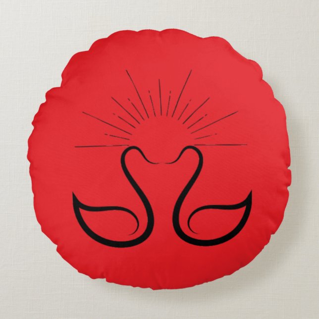 Swans Round Pillow Rundes Kissen (Vorderseite)