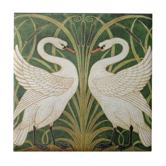 Swans Rush Iris Walter Crane Fliese (Vorderseite)