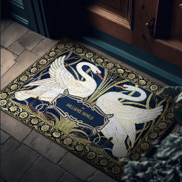 Swans Rush und Iris Art Deco Vintages Dekor Fußmatte