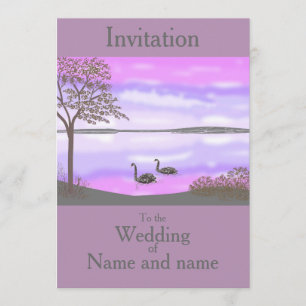 Swans Seesonnenuntergangszene Hochzeit UAWG Einladung