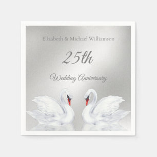Swans Silver Brauch 25. Hochzeitstag Serviette