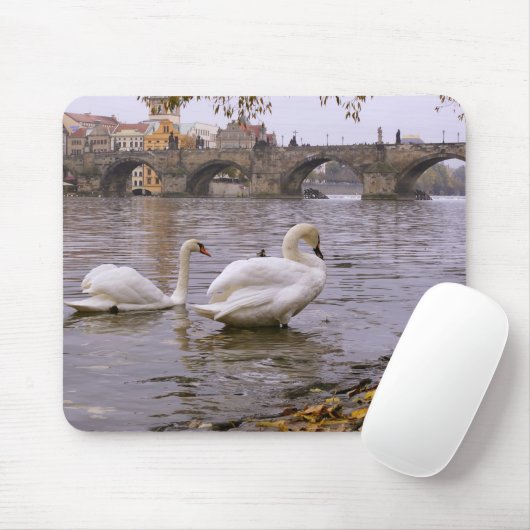 Swans und Karlsbrücke in Prag Mousepad (Mit Mouse)
