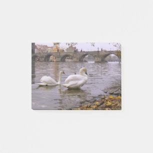 Swans und Karlsbrücke in Prag Post-it Klebezettel