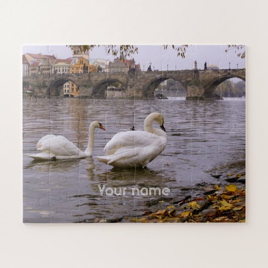 Swans und Karlsbrücke in Prag Puzzle (Horizontal)
