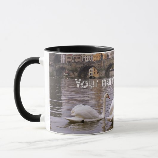 Swans und Karlsbrücke in Prag Tasse (Links)