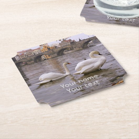 Swans und Karlsbrücke in Prag Untersetzer (angewinkelt)