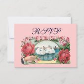 Swans und Rose benutzerdefinierte RSVP-Karten Einladung (Vorderseite)