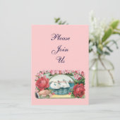 Swans und Rose - Eingeladene Valentine Einladung (Stehend Vorderseite)