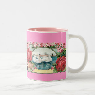Swans und Rose Vintag Art Kaffeemaschine Tasse