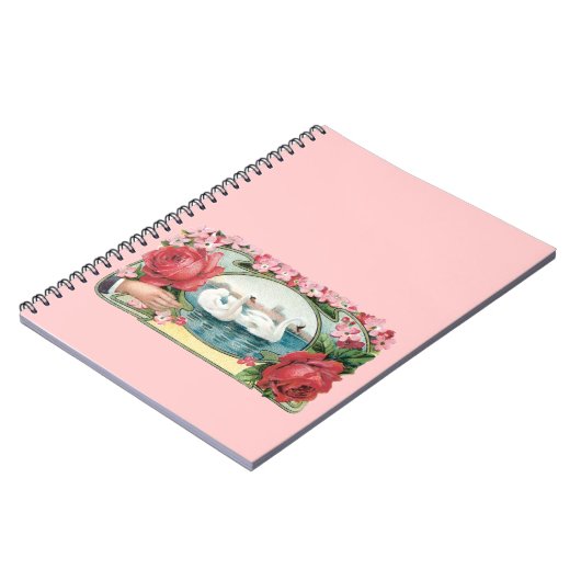 Swans und Rose Vintag Art Notizblock (Linke Seite)