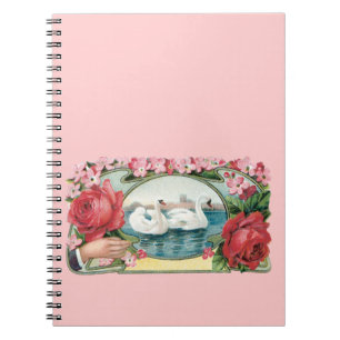 Swans und Rose Vintag Art Notizblock