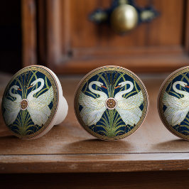 Swans Walter Crane Gold Blue Art Nouveau Keramikknauf