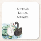 Swans Water Lilies Lake Romantisches Brautparty Rechteckiger Pappuntersetzer (Vorderseite)