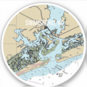 Swansboro NC Nautical Chart Aufkleber (Vorderseite)