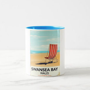 Swansea Bay Wales Seaside Poster Zweifarbige Tasse