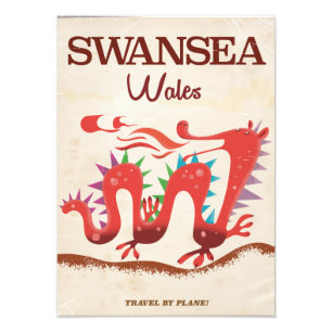 Swansea Wales Dragon Poster