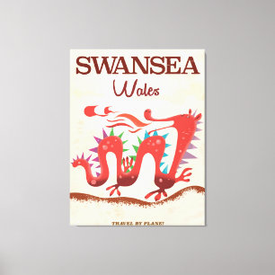 Swansea Wales Dragon Poster Leinwanddruck