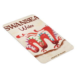 Swansea Wales Dragon Poster Magnet