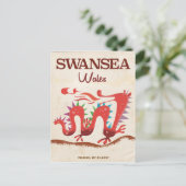 Swansea Wales Dragon Poster Postkarte (Stehend Vorderseite)