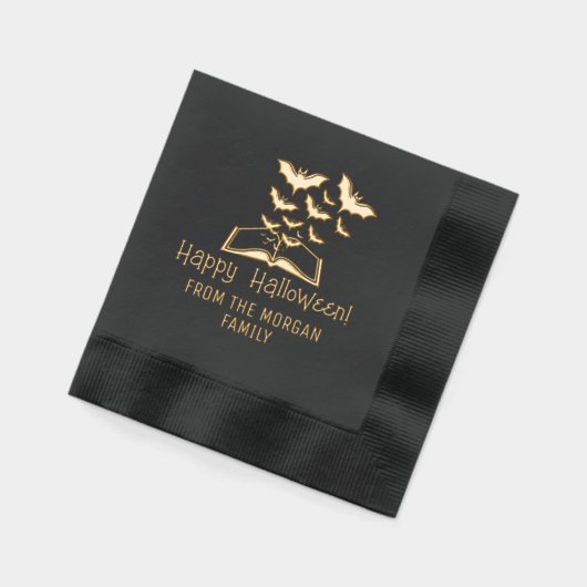 Swarming Bats Book Happy Halloween Wünsche Name Servietten Mit Folie (Links)