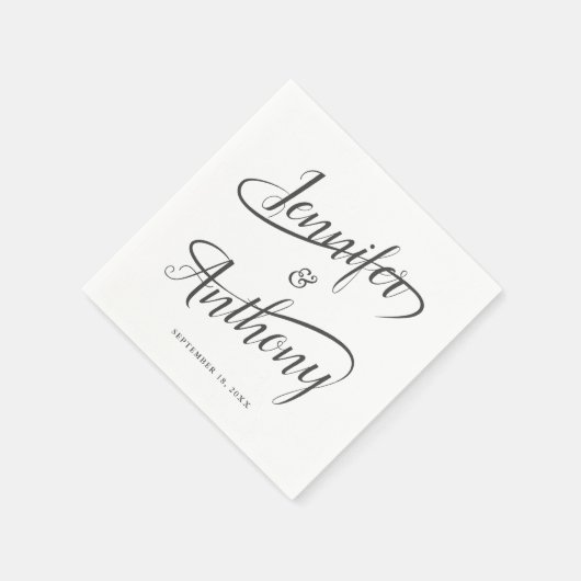 Swash Calligraphy Extravagant Handgeschriebene Hoc Serviette (Ecke)