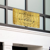 Swash Calligraphy Sparkling Gold Begrüßung Banner (Äußeres Gebäude)