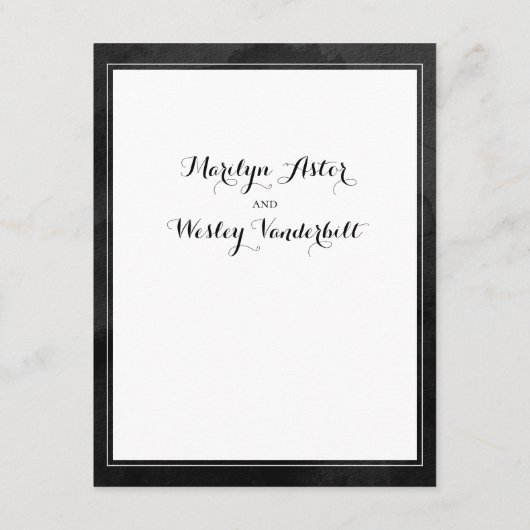 Swash-Kalligrafie-schwarze Details-Umrandungsblatt Begleitkarte (Rückseite)