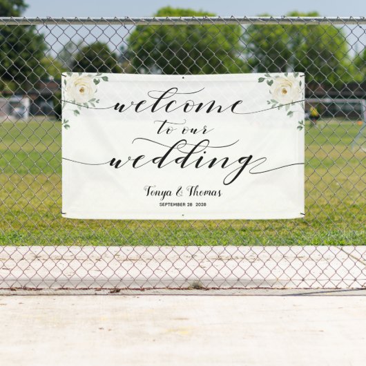 Swash Kalligraphie Grün Willkommen bei unserer Hoc Banner (Insitu)