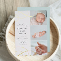 Swash | Multi-Foto Gold Foil Birth Ankündigung