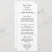 Swash Schriftart Calligrafy Schwarz-weiß Wedding B Menükarte (Vorne/Hinten)