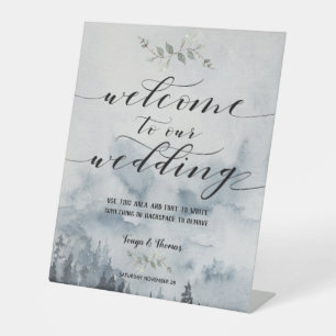 Swash Schriftart Calligraphy Misty Winter Scene We Sockelschild