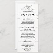 Swash Schriftart Calligraphy Schwarz-weiß Classic Menükarte (Vorne/Hinten)