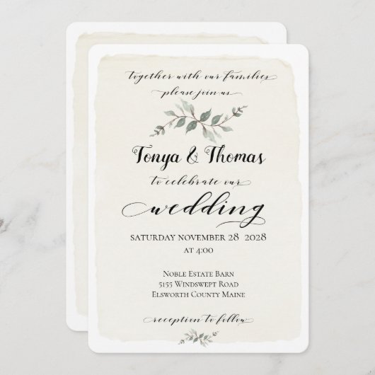 Swash Schriftart schreiben Kalligrafie Rustikale H Einladung (Vorne/Hinten)