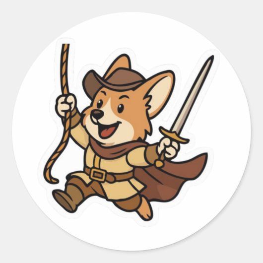 Swashbuckler Corgi - Schwert & Sticker (Vorderseite)